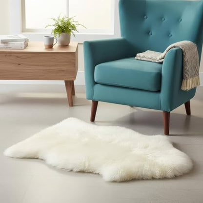 Premium Genuine Fur Sheepskin Rug - Real N.Z. 100% Sheepskin Natural Luxury Fluffy Lambskin Fur Area Rug - Seat Cover for Sofa Chair and Bedroom - 2' W x 3'L - Natural Creamy White Wool - color: Natural (Yellow Undertones), size: 2' x 3' (Natural)