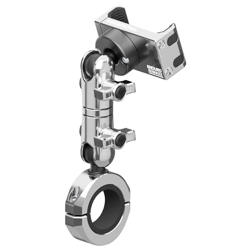 Tackform Chrome Motorcycle All Metal Phone Mount - Vibration Dampening 20MAXX Spring Cradle | 3.5" Long Reach Arm | Universal Clamp Fits 1-1/4" to 1-1/2" Bars | Compatible with iPhones, Galaxy, More - color: Chrome, size: 1-1/4" to 1-1/2"