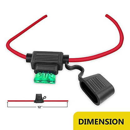 MCIGICM 12 AWG Inline Fuse Holder with 30A ATC/ATO Blade Fuse, 5 Pack | Standard Blade Fuse, Automotive, Marine, Golf Cart Lighting, Electrical Circuits