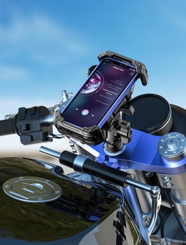 Kewig Motorcycle Fork Stem Phone Mount with Vibration Dampener, Adjustable Heavy Duty Motorcycle Phone Mount Holder Fit Stem Tube 12mm-25.4mm in Diameter, Compatibe with 5.4-7.2" Cellphone