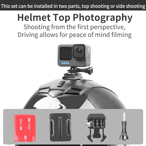 KIPYE Helmet Mount for GoPro Helmet Side Mount Top Mount Kit for Gopro Camera Hero 11/10/9/8/7/(2018)/6/5 Black,DJI Osmo Action 4/3/2,Insta360 ONE R,AKASO/Campark/YI and More