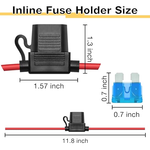 ecocstm 5 PCS Inline Fuse Holders 12V, 16 AWG Car Gauge Inline Fuses, Waterproof Fuse Holder with 15A ATC/ATO Standard Blade Fuses for Automotive, Marine, Golf Cart Lighting, Electrical Circuits - size: 5 PCS 16AWG