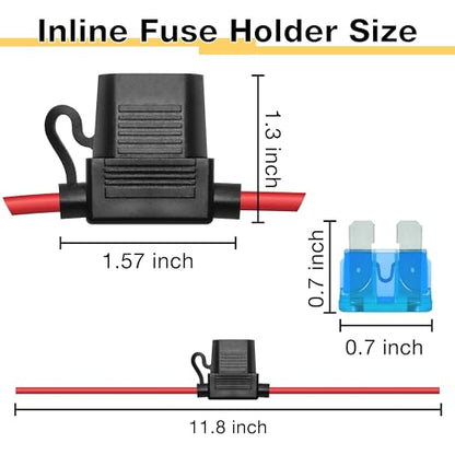 ecocstm 5 PCS Inline Fuse Holders 12V, 16 AWG Car Gauge Inline Fuses, Waterproof Fuse Holder with 15A ATC/ATO Standard Blade Fuses for Automotive, Marine, Golf Cart Lighting, Electrical Circuits - size: 5 PCS 16AWG