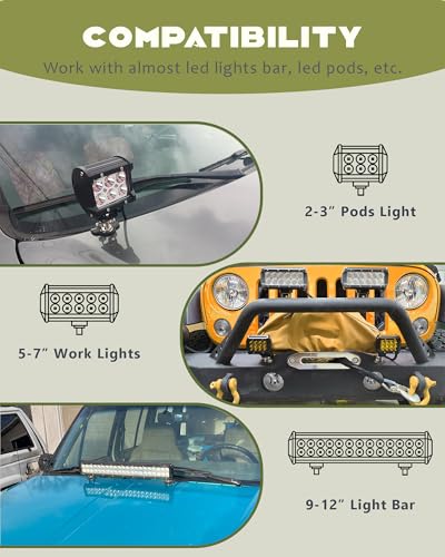 Universal Pod Light Mounts, Led Light Bar Mounting Brackets Led Hood Light Mounts Ditch Light Mount Brackets 304 Stainless Steel Hood Clamp Lights Mounts, Black