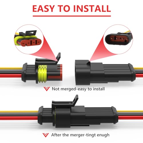 4 Pin Waterproof Electrical Wire Connectors 10 Pack Weather Pack Connectors Kit 20AWG Male and Female Automotive Wire Connectors for Car Truck Motorcycle Boat Auto Wiring - size: 4pin-10Pack