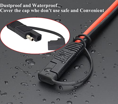 HCFeng10AWG SAE to O Ring Terminal Cable SAE to 2-Pin Quick Disconnect O Ring Terminal Harness Plug Adapter S-A-E Battery Extension Cable for 12V/24V Motor, ATV, Lawn Mower, Cars[30CM/1ft]