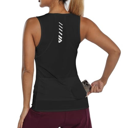 Wulibike Sleeveless Cycling Jersey Women Running Shirts Vest bike top Summer Biking tank Basic Top With Pockets - color: 1-black, size: XX-Large
