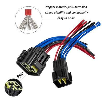 9 Pin Waterproof Connector,Waterproof Electrical Car Auto Wire Connector,16AWG Male Female Quick Disconnect Wire Connectors for Car Truck Motorcycle Marine Boat(1pairs) - size: 9pin way