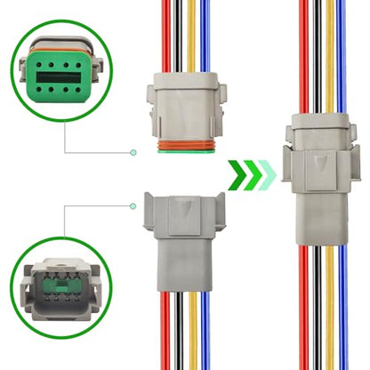 14 AWG 8 Pin DT Connector, 8 Wire Automotive Waterproof Electrical Connectors, 14 Gauge Male and Female Quick Connect Harness for Car Truck Boat -2 Pack - style: 8 Pin