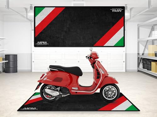 Parking Mat for Italian Scooter Motorcycle Models Display and Pit Mat, Washable Non-Slip Garage and Showroom Floor Carpet (Size 1: 86.6 x 39.4/220 x 100 cm) - size: 3'3" x 7'3" (Oblong)