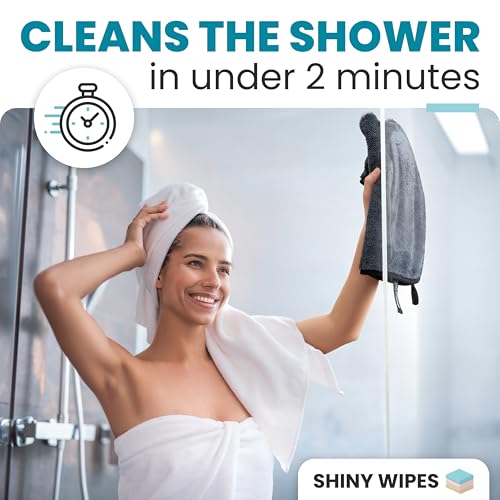 Shiny Wipes Medium Drying Towel, The Original, 12x16in/30x40cm, Ultra Absorbent Twisted-Loop Design, Streak-Free Towel Cloth for Shower, Household, Car, No Streaks or Limescale (4 Towels)