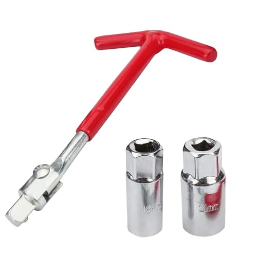 Spark Plug Removal Tool, Spark Plug Tool, Spark Plug Socket Wrench, Car Accessories 16mm (5/8") & 21mm (13/16") Remover Installer Tool Kit, Universal T-Handle Spark Plug Wrench for Lawn Mower