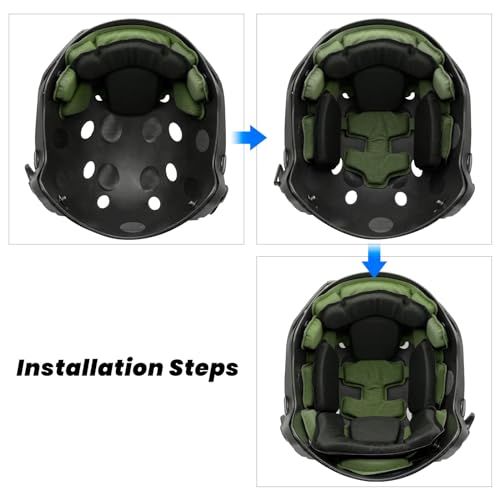 Tactical Helmet Pads - Universal Replacement Internal Memory Foam Pad Inserts for ACH, MICH, EXF Helmets - color: 3rd-Green