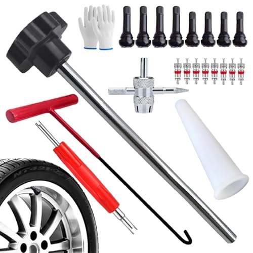 Valve Installation Tool kit - Tire Valve Change Tool - 23-Piece Valve Stem Core Puller Tool Set for Easy Installation - Tire Repair Tools for Changing Valve SUVs, Bicycles, Cars, Motorcycles - color: Black