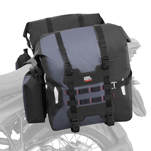 KEMIMOTO PVC Waterproof Motorcycle Saddlebags with Bottle Holders 52L(26Lx2) Large Capacity Adventure Sport Bike Luggage Bag Saddle Bags Side Bags for Motorbike Travel Detachable Motorcycle Bag