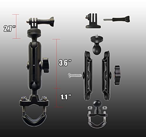 360°Motorcycle Camera Mount for GoPro Bike Holder Handlebar Mount Bracket 1/4 Metal Stand GoPro Hero10/9/8/7/6/5/4/3+ Action Cameras Accessory (Fits Bicycle Utv Motorcycle Handlebar Holder)