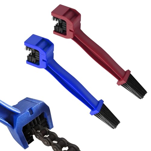 2 PCS Bike or Motorcycle Chain Washer, Motorcycle Chain Cleaning Kit, Motorbike Gear Dirt Stain Cleaning Brush, Bicycle Washer Cleaner Brush Tool for Bicycle Mountain Bike (Red+Blue, 2PCS) - color: Red+Blue, size: 2PCS