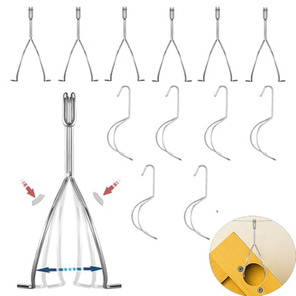 12 Pack No-Drill Cabinet Door Painting Hangers, Heavy-Duty Stainless Steel Spray Rack & Drying Hooks for Woodworking & Furniture Restoration - size: 12pack
