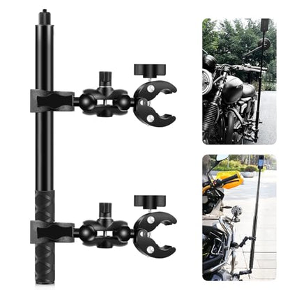 PULUZ Motorcycle Bike Handlebar Double clamp Mount with 59" Invisible Selfie Stick for insta360 X4/X3/X2/XONE/GO2/3 Action Camera - style: Double-Head Clamp Kit
