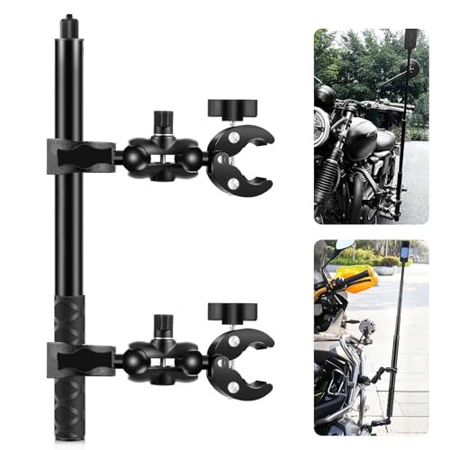 PULUZ Motorcycle Bike Handlebar Double clamp Mount with 59" Invisible Selfie Stick for insta360 X4/X3/X2/XONE/GO2/3 Action Camera - style: Double-Head Clamp Kit