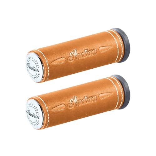 Indian Motorcycle Handlebar Grip Wraps, Desert Tan Genuine Leather, for Specific Chieftain, Chief, Challenger, Roadmaster, Springfield, Pursuit Models and More, Pair, Comfortable Grip - 2879999-05 - color: Tan/Beige