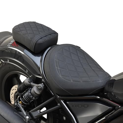 Motorcycle Front Rear Comfort Seat Fit for Rebel 1100 DCT CMX1100 CM1100 2021 2022 2023 2024 2025 2026, Rider Solo Saddle Passenger Back Cushion Pillion Pad, Black - color: Front & Rear - Black