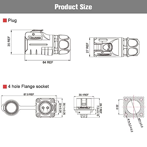 2 Pin Waterproof Connectors, Aviation Cable Connectors for Automotive, Marine, Lights Electrical Wire Connections (Solder, M20) - style: 2PIN