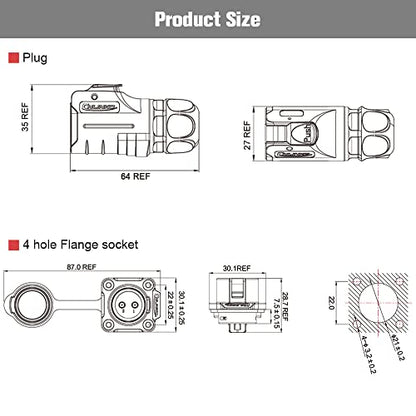 2 Pin Waterproof Connectors, Aviation Cable Connectors for Automotive, Marine, Lights Electrical Wire Connections (Solder, M20) - style: 2PIN
