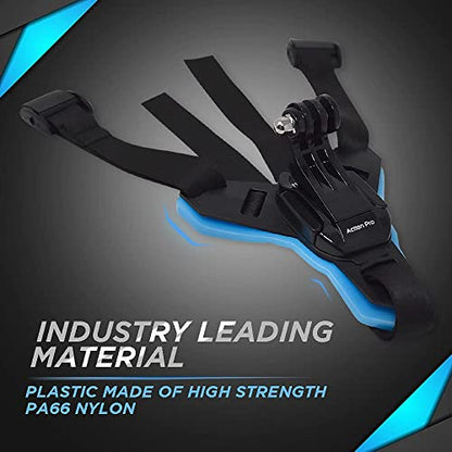 Action Pro™ Motorcycle Helmet Chin Strap Mount Compatible with GoPro Hero 12, 11, 10, 9, 8, 7, (2018), 6, Hero Black, Insta 360, Session, Xiaomi Yi, SJCAM (Blue) - color: Blue 2.0
