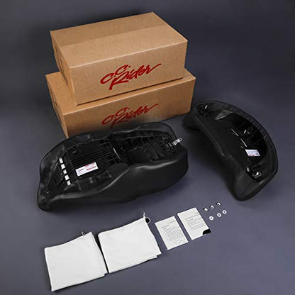 C.C. RIDER 2 Up Driver Rider&Passenger Seat and Wrap Around King Trunk Backrest fit for Harley Touring Road King Street Glide Road Glide Electra Glide 2014-2023 - color: 04# White+ Passenger Backrest