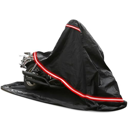 Full Enclosed Motorcycle Cover - Waterproof for Outdoor & Indoor Storage,Heavy 600D Duty with Reflective Strips,Fits Scooters & Touring Motorcycles up to Length96.5" x 45" x 53"Black - size: 96.5"L-45"W-53"H
