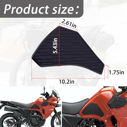 Motorcycle SideTank Pad, Gas Oil Fuel Tank Pad, Rubber Decal Tank Protector, Anti-Slip Scratch-Resistant Protector Sticker Compatible with Kawasaki KLR650 2022-2024