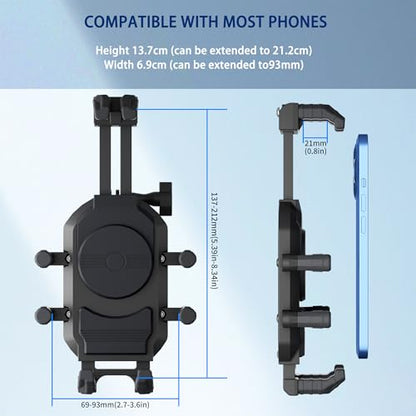 Universal Motorcycle Phone Holder, 8-Claw Heavy Duty Thick Phone Handlebar Mount for Electric Scooter/Bike/ATV, Compatible with iPhone 15/14/13 Pro Max, Samsung Galaxy S23/S22 Ultra, Gopro Camera - color: Handlebar Mount