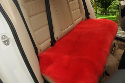 Winter Warmth: Universal Sheepskin Seat Cushion Cover - Natural Wool, for Cars, Trucks, SUVs & Vans - Cozy & Stylish Driving Companion Rear Red - color: Red (Patchwork Style), size: Rear Seat (18inch*53.5inch)