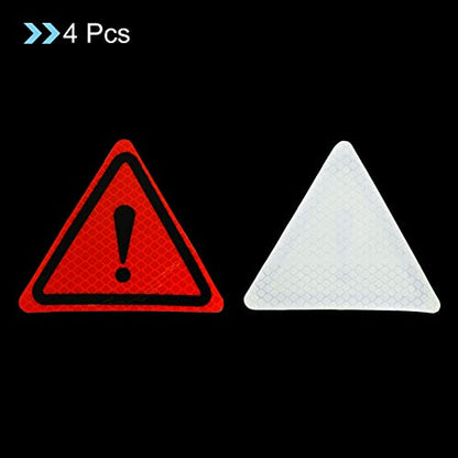 PATIKIL Reflective Stickers, 4 Pack 3.94 x 3.94 Inch Waterproof Adhesive High Visibility Night Caution Warning Triangle Safety Tape Reflector for Trucks Trailers Cars, Red - color: Red
