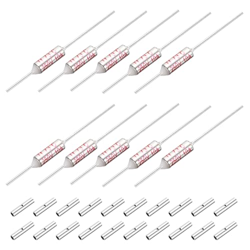 MECCANIXITY 10 Pcs Metal Temperature Thermal Fuse SF73 73C 163.4F 10A 250V Cutoff Thermal Fuse with 20 Pcs BN1.25 Bare Terminal Butt Connector - style: SF73