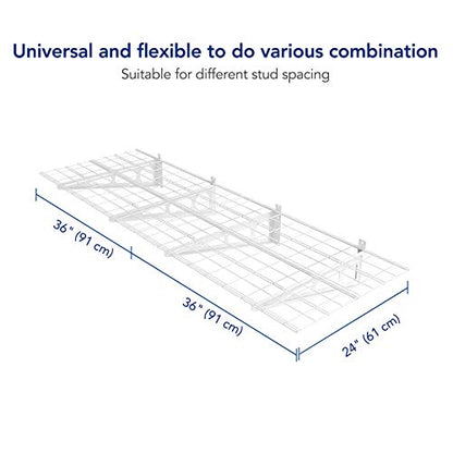 FLEXIMOUNTS 4-Pack 24-inch-by-72-inch Wall Shelf Garage Storage Rack Wall Mounted Floating Shelves 2x6 ft,White, Classic Series - color: White, size: 4 pack-2x6 ft