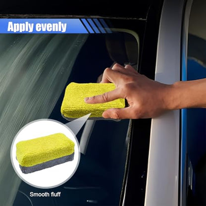 12PCS Ceramic Coating Applicator Sponge, Microfiber Rectangular Auto Polishing Cleaning Pads, Universal Automotive Detailing Sponge for Car Wax, Paint, Sealant Application (Yellow) - color: Yellow