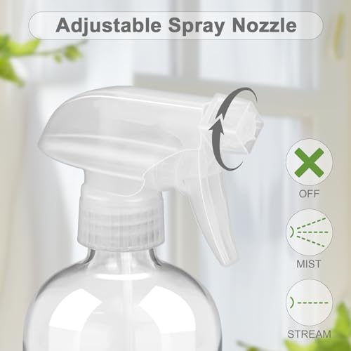 Worldgsb 2 Pack Glass Spray Bottles with Silicone Sleeve, 16 oz Empty Refillable Containers with Adjustable Spray Nozzles, Spray Bottles for Hair, Cleaning Solutions and Plants Blue&Grey - color: Blue&Grey