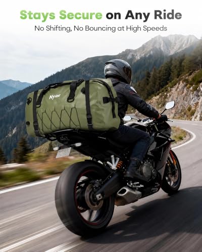 60L Waterproof Duffel Bag Motorcycle Dry Bag Backpack, Heavy-Duty Roll-Top Waterproof Bag with Sealed Seams & Waterproof Zipper for Riding, Kayaking, Camping & Travel (Green) - color: Green