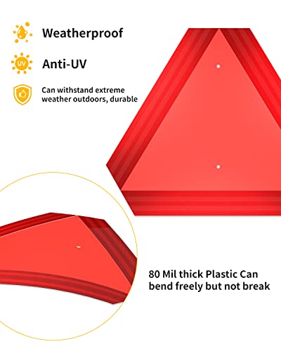 Slow Moving Vehicle Triangle Sign for Golf Cart, UTV/ATV/RTV, Tractor & Farm Equipment - 14"x16" 80-mil Thick Plastic, Up to 7 Years Outdoor - Includes Screws & Zip Ties - color: 1 PACK