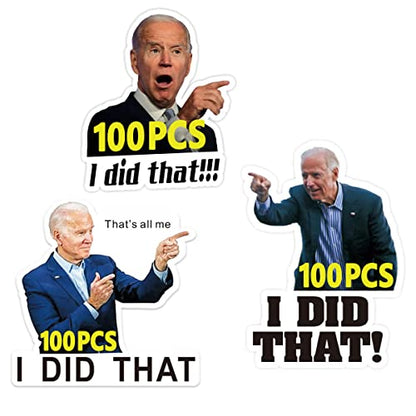 300 Pcs I Did That Biden Stickers,Joe Biden Stickers Funny I Did That - Pointed to Your Left,That's All Me Car Bumper Reflective Waterproof Humor Decals for Gas Pump Motorcycle Helmet Laptop Window