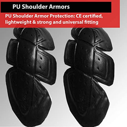 Jackets 4 Bikes Motorcycle Jacket Armor 5 PC CE Certified Level 1, Universal Fit, Shoulder Elbow Back 5PC Set Black - color: Black