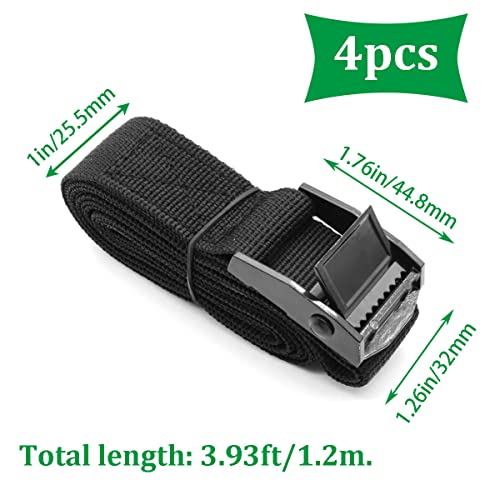 4 PCS 1" x 4ft Battery Tie Down Strap kit,Battery Hold Down Strap with Stainless Steel Cam Buckle for Boats, Luggage Belt, Cars - size: 1'' x 48''-4pcs