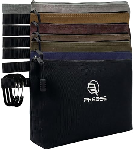 7-Pack Canvas Tool Pouch, Heavy Duty Multi-Purpose Zipper Bags, Durable Storage Organizer for Tools, Makeup, Cords & Travel Accessories, Small Utility Pouch for Men & Women, 7 Colors - color: 7 Pack, 12" Black, 12" Khaki, 12" Army Green, 12" Light Brown,