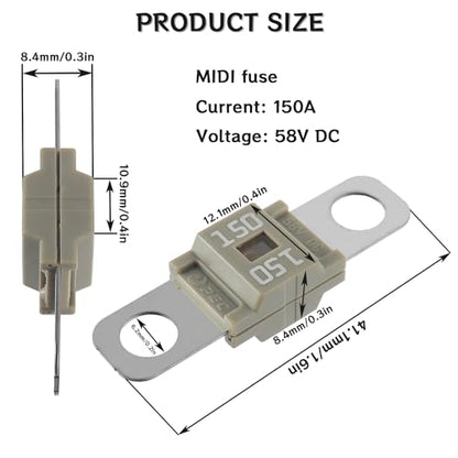 Midi Fuse Holder and 2 Pieces 150A Midi high Current Fuse Screw Fuse for Cars, Trucks, Vehicles(150 Amp) - color: 150A