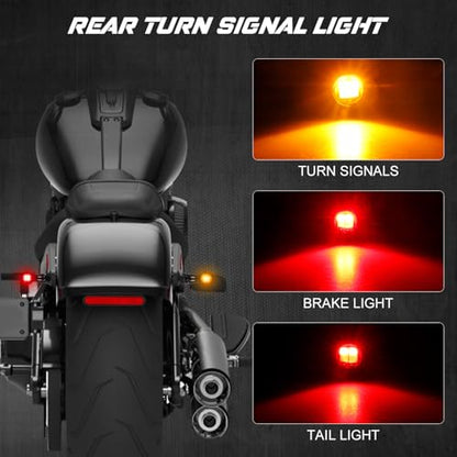 NTHREEAUTO Motorcycle Turn Signals, Universal Front Rear LED Turn Signal Light Mini Blinkers Brake Tail Lights Compatible with Harley Honda Suzuki Triumph Yamaha - 4 PCS
