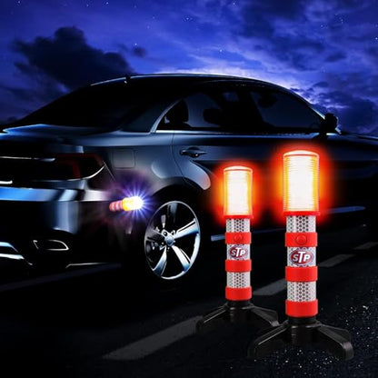 XTREME STP LED Road Flares, Emergency Road Flares for Vehicles, Car Flares with 3 Alert Modes, Magnetic Base, Foldable Stand, Emergency Roadside Lights, Visible Up to 1 Mile, White Flashlight - size: 4 Pack