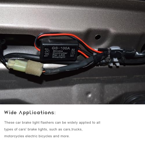 2 PCS Flash Strobe Controller, 12V-24V GS-100A LED Flasher Brake Light Strobe Module, Universal Flashing Module Controller for Motorcycles Cars Trucks Tail Stop Lamp