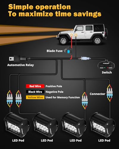 Auxbeam 6 Modes Amber White Series, 4 Packs LED Pod Lights Flash Strobe Warning Multi-Function, 4" 240W Spot Flood Combo LED Offroad Lights, for 4x4 4WD Truck Car Jeep Wrangler - color: 4 Packs of 4"